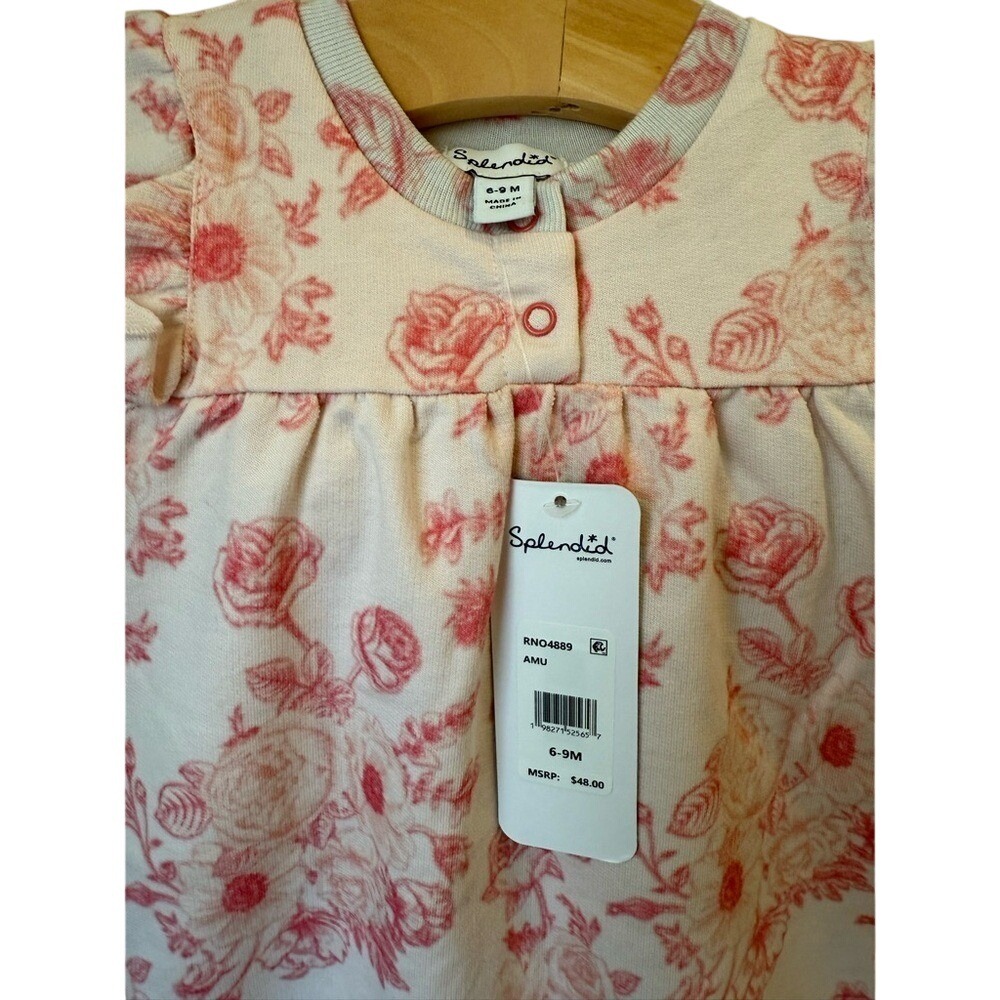 NWT Splendid Infant Girl's Floral Romper Ruffle Sleeve Rose Pink - 6-9 mos - Picture 3 of 5